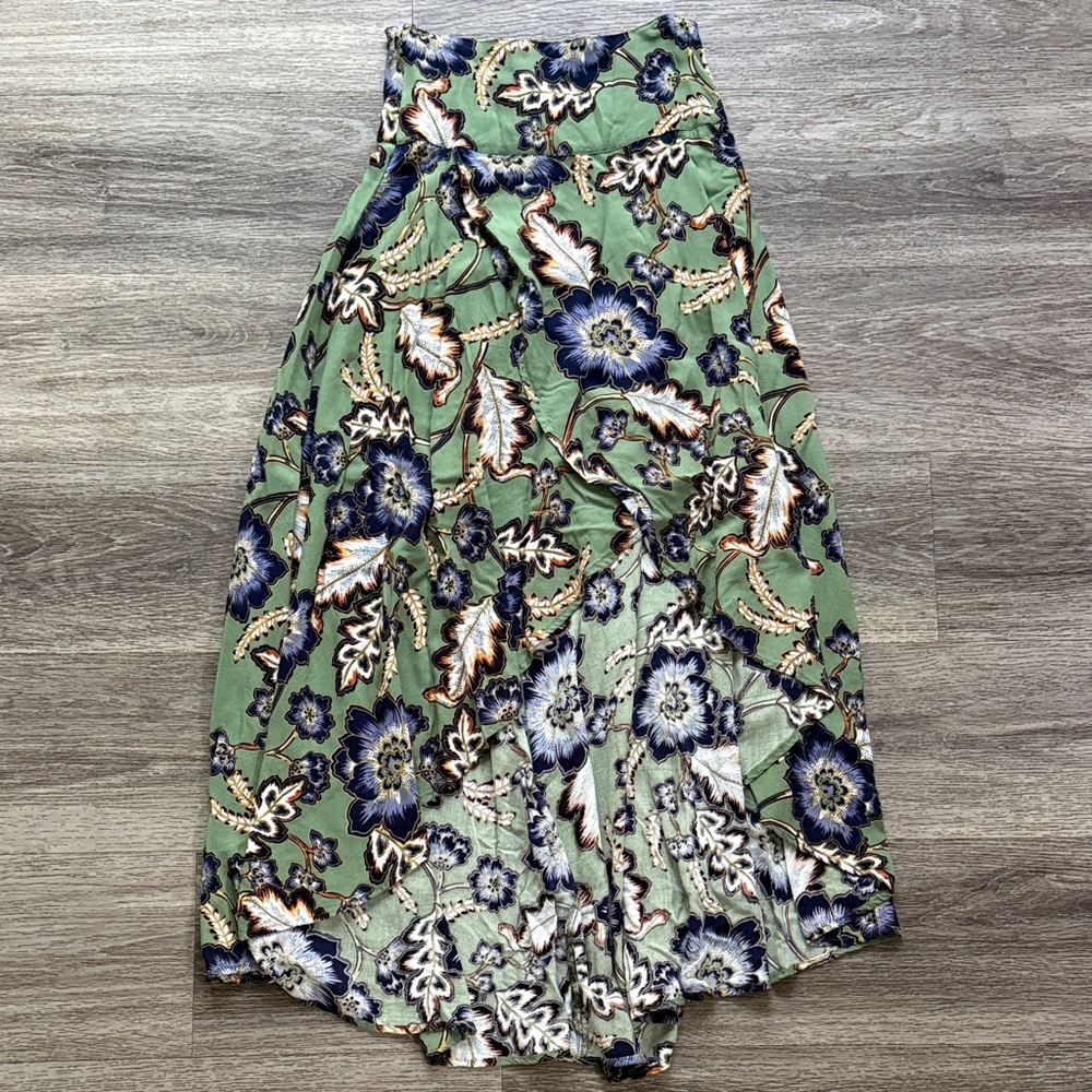 O'Neill Green Floral High Lo Maxi Skirt 
Summer Vacation Lightweight Travel - Picture 2 of 6